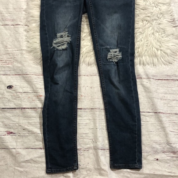 Cheap Monday Distressed Knee Dungaree Carbon Blue Denim Overalls - Picture 11 of 16